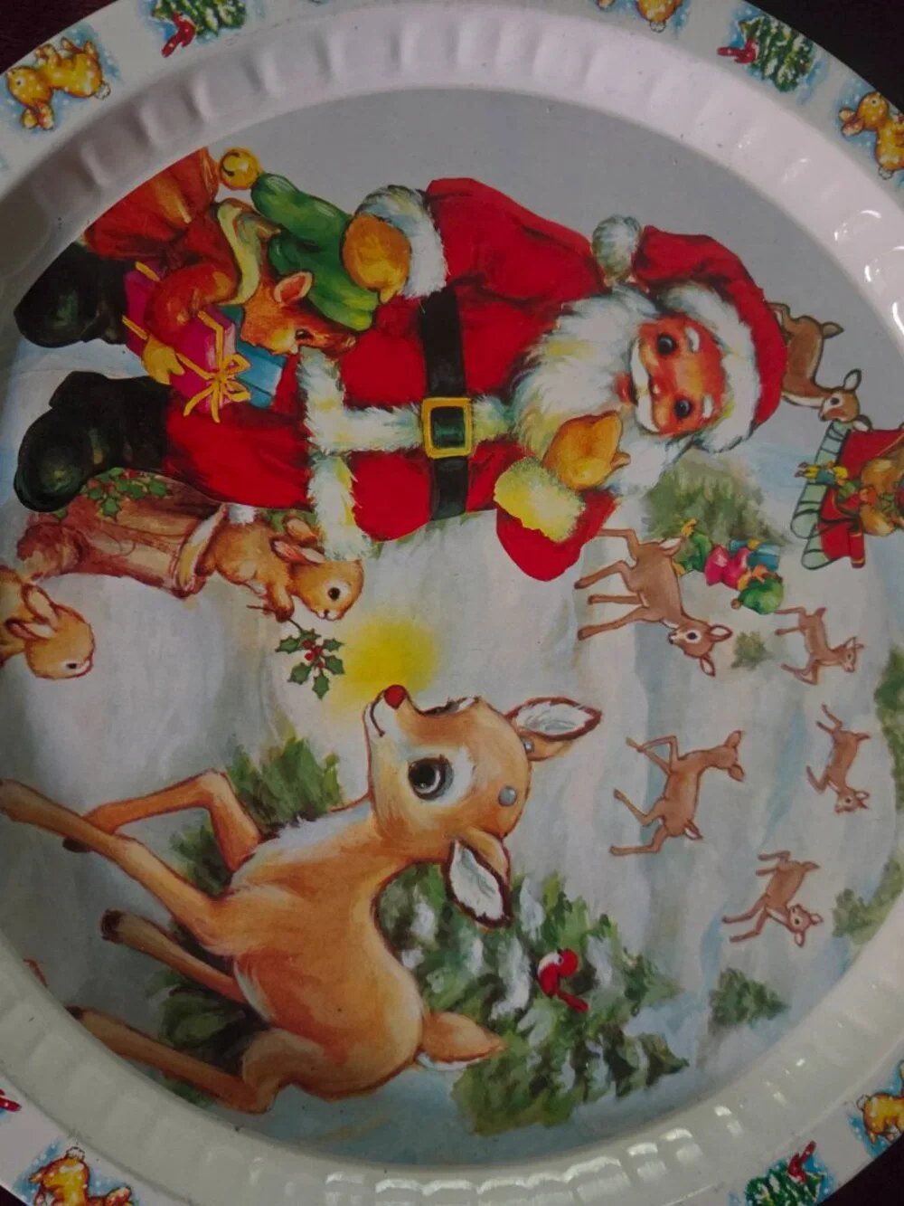 vintage Christmas trays set of four unique designs